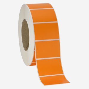 Etikette 40x60mm, orange, quer am Band