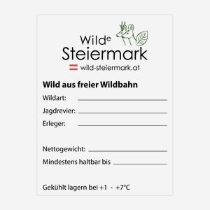 Etikette 60x80mm, "Wilde Steiermark"