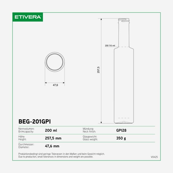 BEGA Flasche 200ml, Antikglas, Mdg.: GPI28