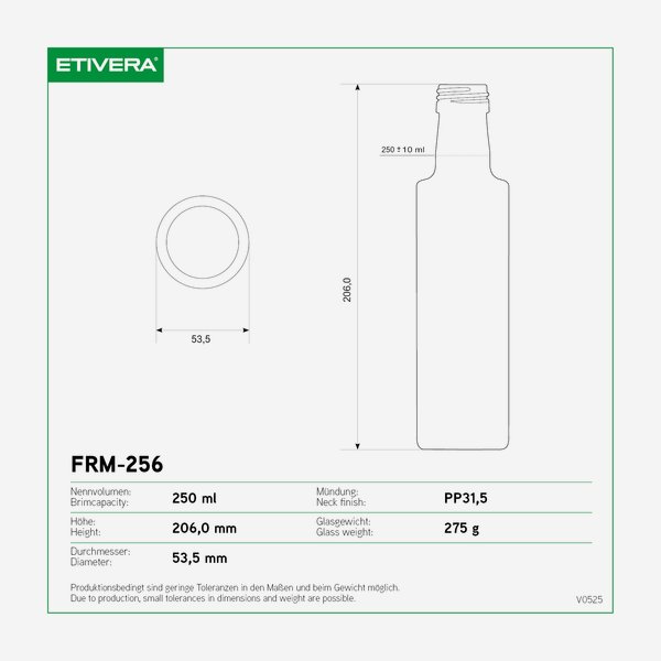 Forum Flasche 250ml, Antikglas dunkel, Mdg.:PP31,5