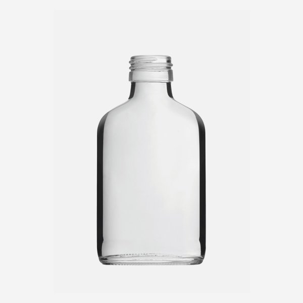 Flachmann 100ml, Weißglas, Mdg.: PP28