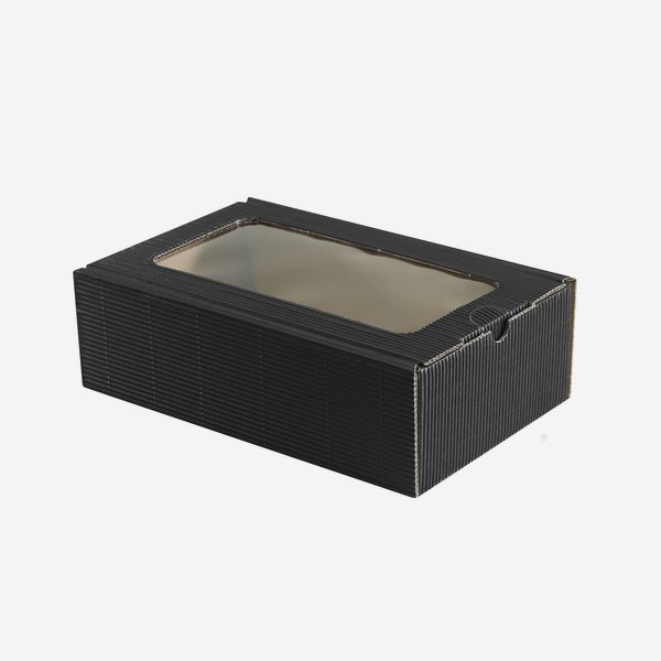 Geschenkkarton Außenwelle, schwarz, Fenster