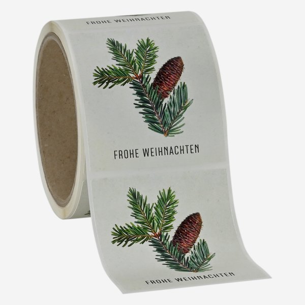 Etikette Weihnachten, Motiv "Tannenzweig", 65x70mm